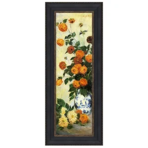 Dahlias Framed Canvas Replica Painting: Grande