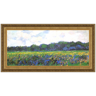 Field of Yellow Irises at Giverny Framed Canvas Replica Painting: Medium