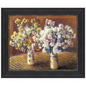 Two Vases of Chrysanthemums Framed Canvas Replica Painting: Medium