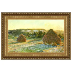 Wheatstacks (End of Summer) Framed Canvas Replica Painting: Small