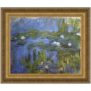 Water Lilies Framed Canvas Replica Painting: Grande