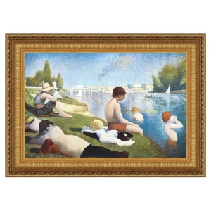 Bathing at Asnieres Framed Canvas Replica Painting: Large