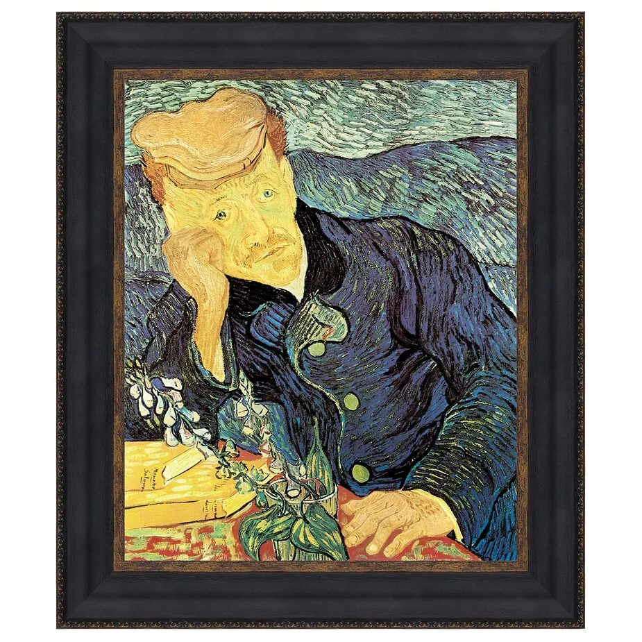 Portrait of Doctor Gachet Framed Canvas Replica Painting: Large