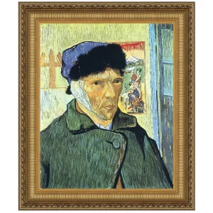 Self Portrait with Bandaged Ear Framed Canvas Replica Painting: Grande
