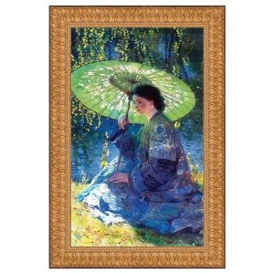 The Green Parasol Framed Canvas Replica Painting: Medium