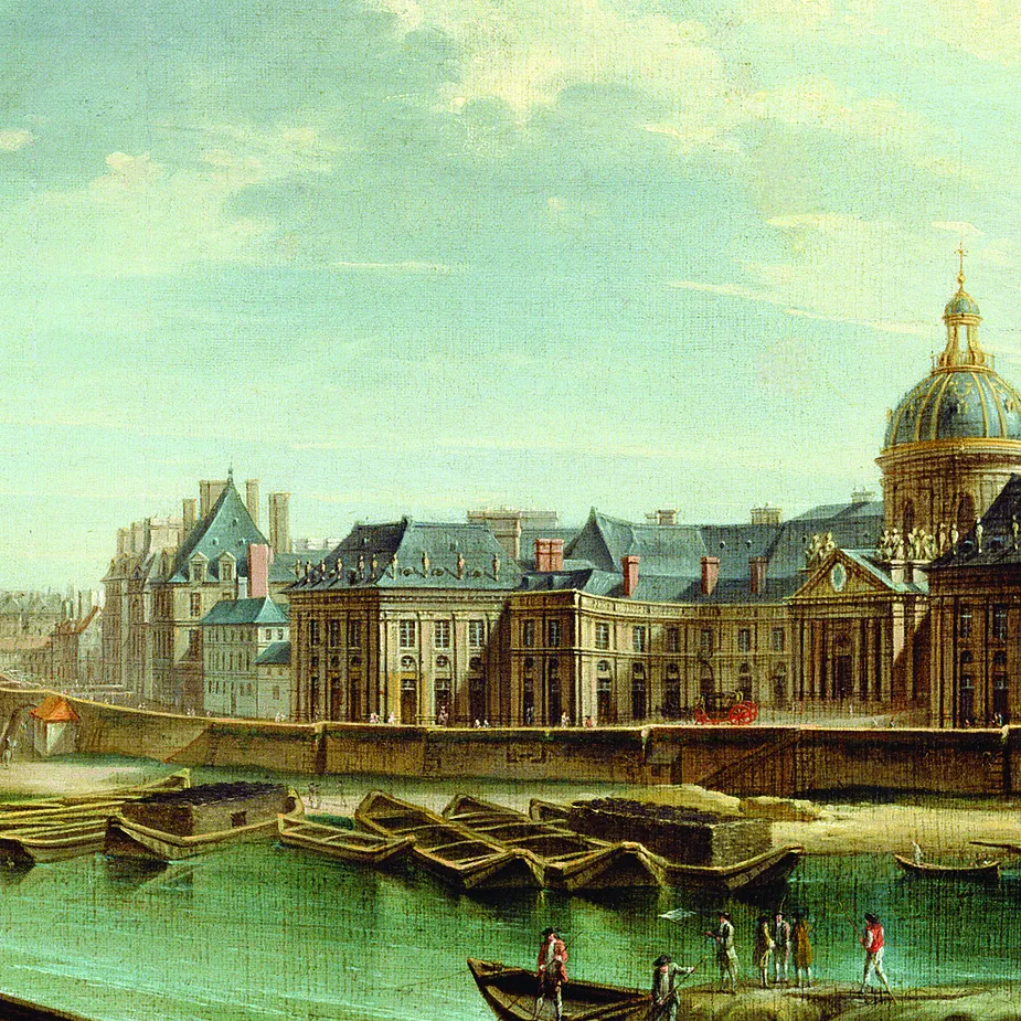 A View of Paris with the Ile de la Cite Framed Canvas Replica Painting: Small