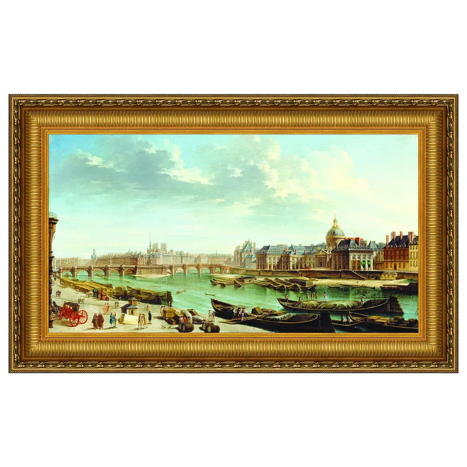 A View of Paris with the Ile de la Cite Framed Canvas Replica Painting: Small
