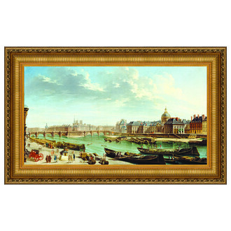 A View of Paris with the Ile de la Cite Framed Canvas Replica Painting: Large