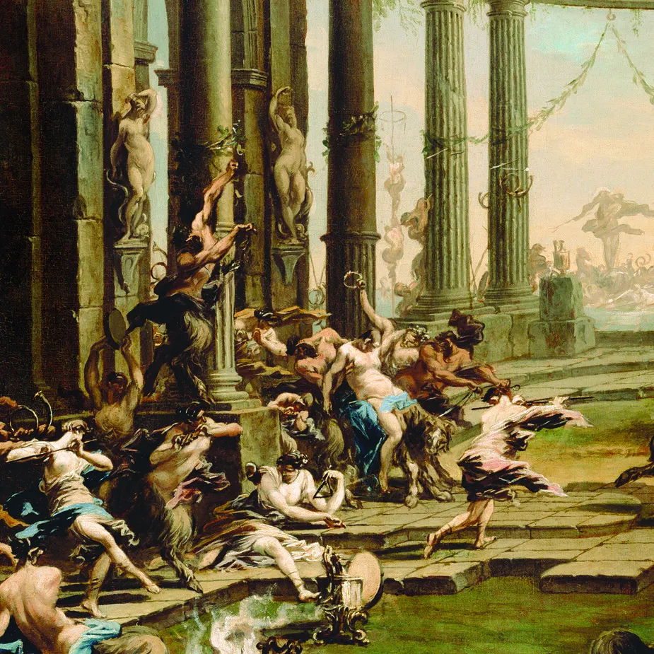 Bacchanale Framed Canvas Replica Painting: Large