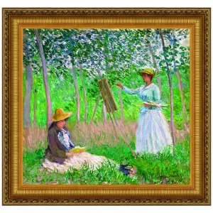 Woods at Giverny, Hoschede Sisters Framed Canvas Replica Painting: Grande