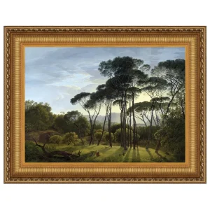 Italian Landscape with Umbrella Pines Framed Canvas Replica Painting: Grande