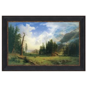 Mountain Landscape Framed Canvas Replica Painting: Large