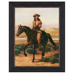 Buffalo Bill on Charlie Framed Canvas Replica Painting: Small