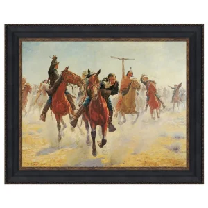 Breaking Through the Line Framed Canvas Replica Painting: Small