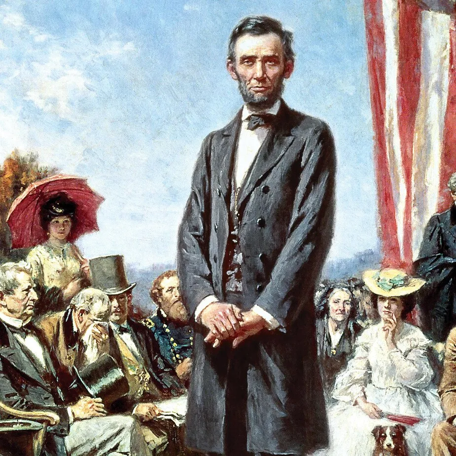 The Gettysburg Address of 1863: Framed Canvas Replica Painting: Large