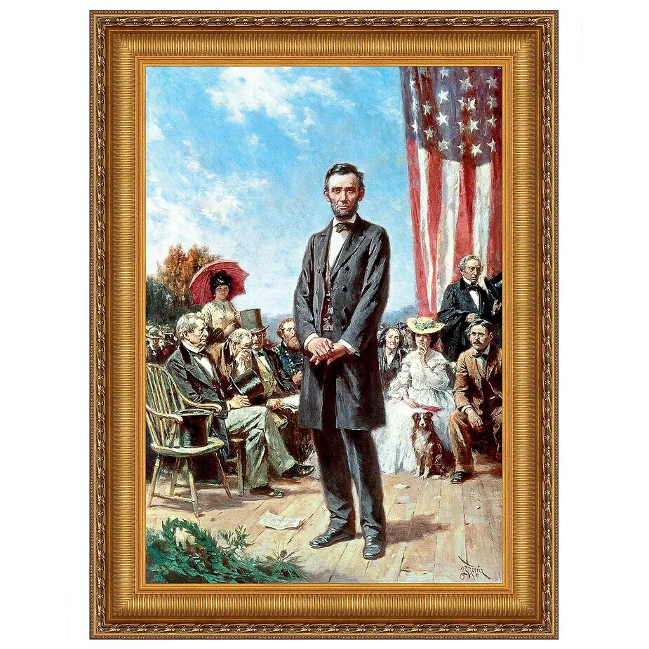 The Gettysburg Address of 1863: Framed Canvas Replica Painting: Large