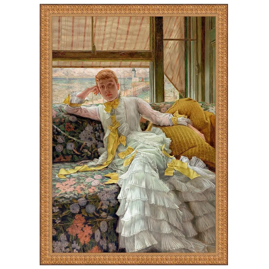Seaside Framed Canvas Replica Painting: Medium