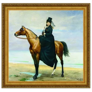 Equestrian Portrait of Mademoiselle Croizette Framed Canvas Replica Painting: Medium