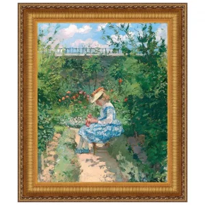 Jeanne in the Garden, Pontoise Framed Canvas Replica Painting: Large