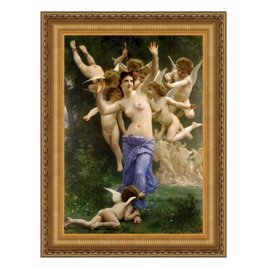 Invading Cupid's Realm Framed Canvas Replica Painting: Medium