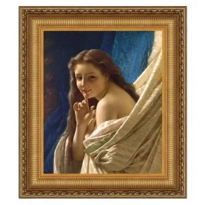 Portrait of a Young Woman Framed Canvas Replica Painting: Small