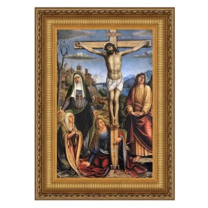 Christ on the Cross and the Three Marys Framed Canvas Replica Painting: Medium