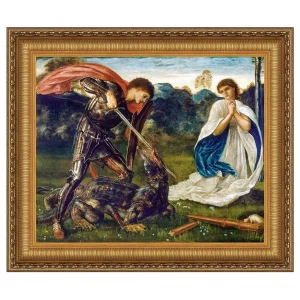 The Fight: Saint George Kills the Dragon VI Framed Canvas Replica Painting: Grande