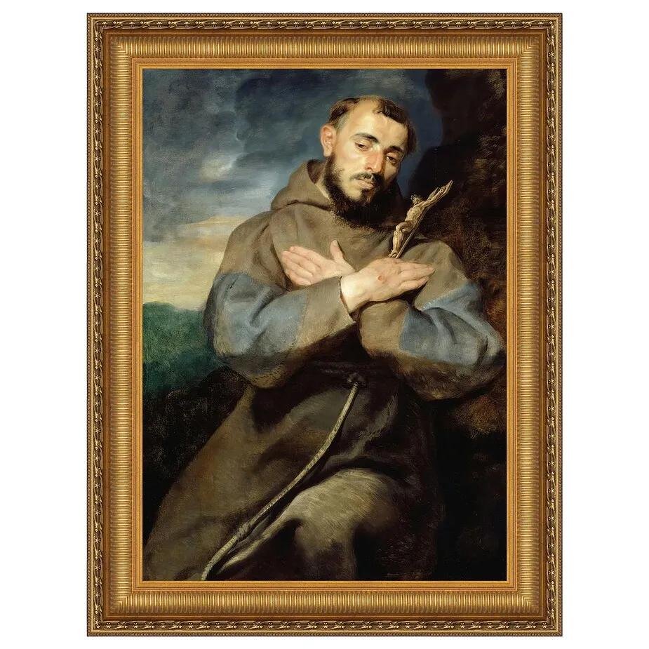 Saint Francis Framed Canvas Replica Painting: Medium