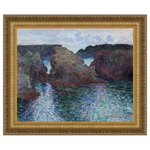 Rocks at Port-Goulphar Framed Canvas Replica Painting: Medium