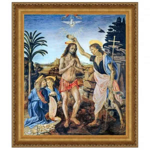 Baptism of Christ Framed Canvas Replica Painting: Grande