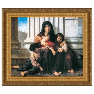 Charity (The Indigent Family) Framed Canvas Replica Painting: Small