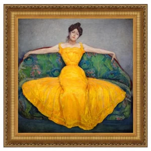 Lady in Yellow Dress Framed Canvas Replica Painting: Small