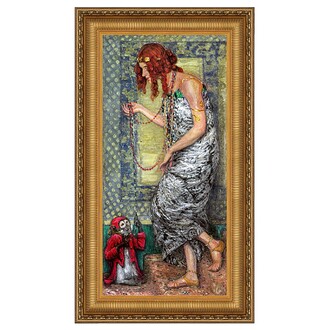 Princess with a Monkey Framed Canvas Replica Painting: Small