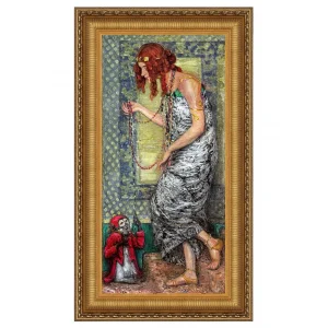 Princess with a Monkey Framed Canvas Replica Painting: Small