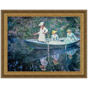 In the Norwegian Boat at Giverny Framed Canvas Replica Painting: Medium