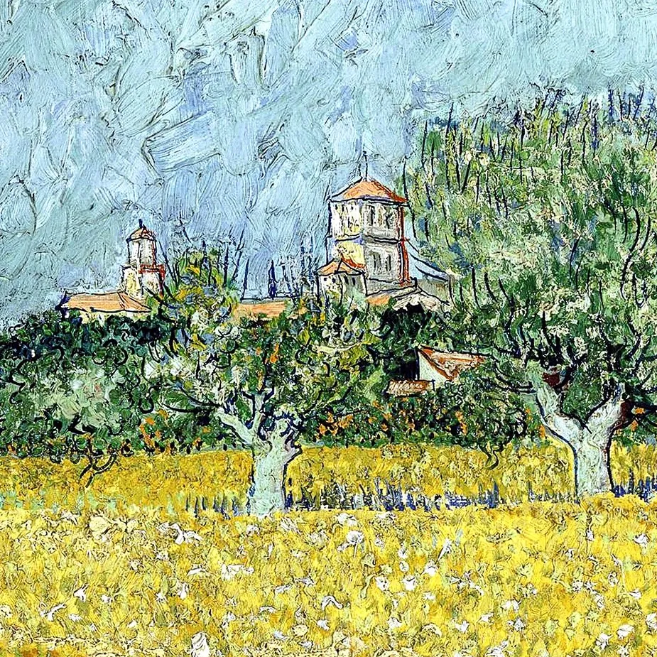 Field with Flowers near Arles Framed Canvas Replica Painting: Grande