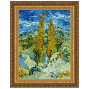 Two Poplars in the Alpilles Framed Canvas Replica Painting: Grande