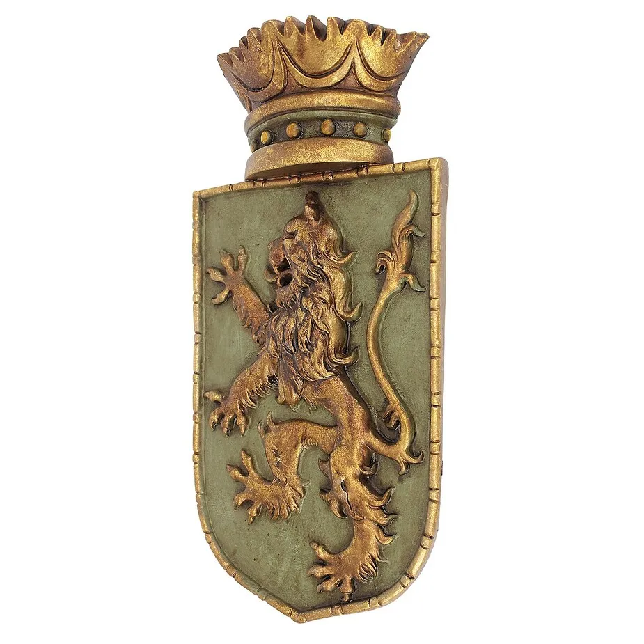 Medieval Rampant Lion Shield Wall Sculpture: Each