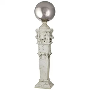 Lion Head Metal Gazing Globe Garden Pillar Statue