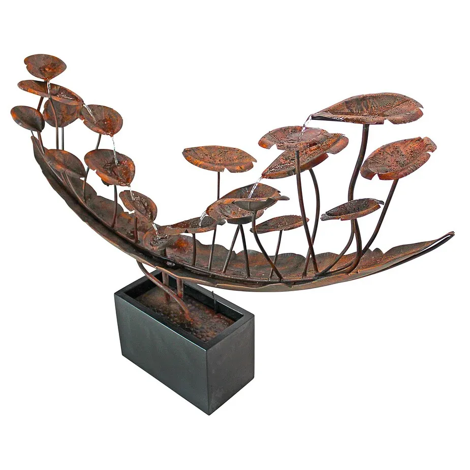 Grande Asian Botanical Cascading Metal Fountain