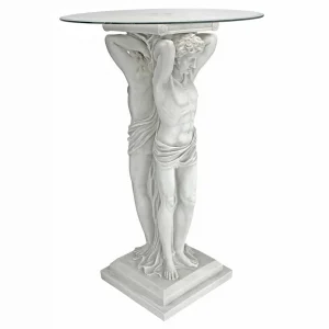 Hermitage Atlantes Glass-Topped Pedestal Table