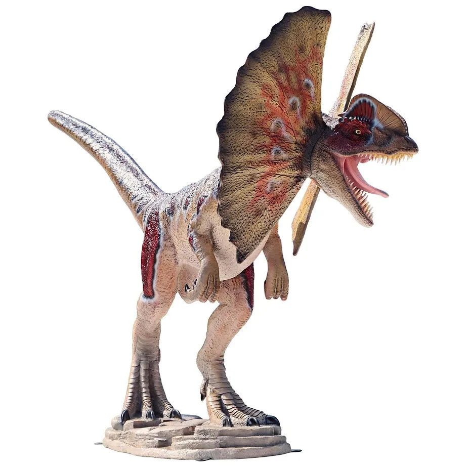 Jurassic-Sized Dilophosaurus Dinosaur Statue