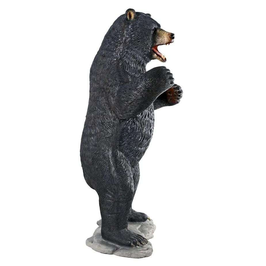 Growling Black Bear Life-Size Statue