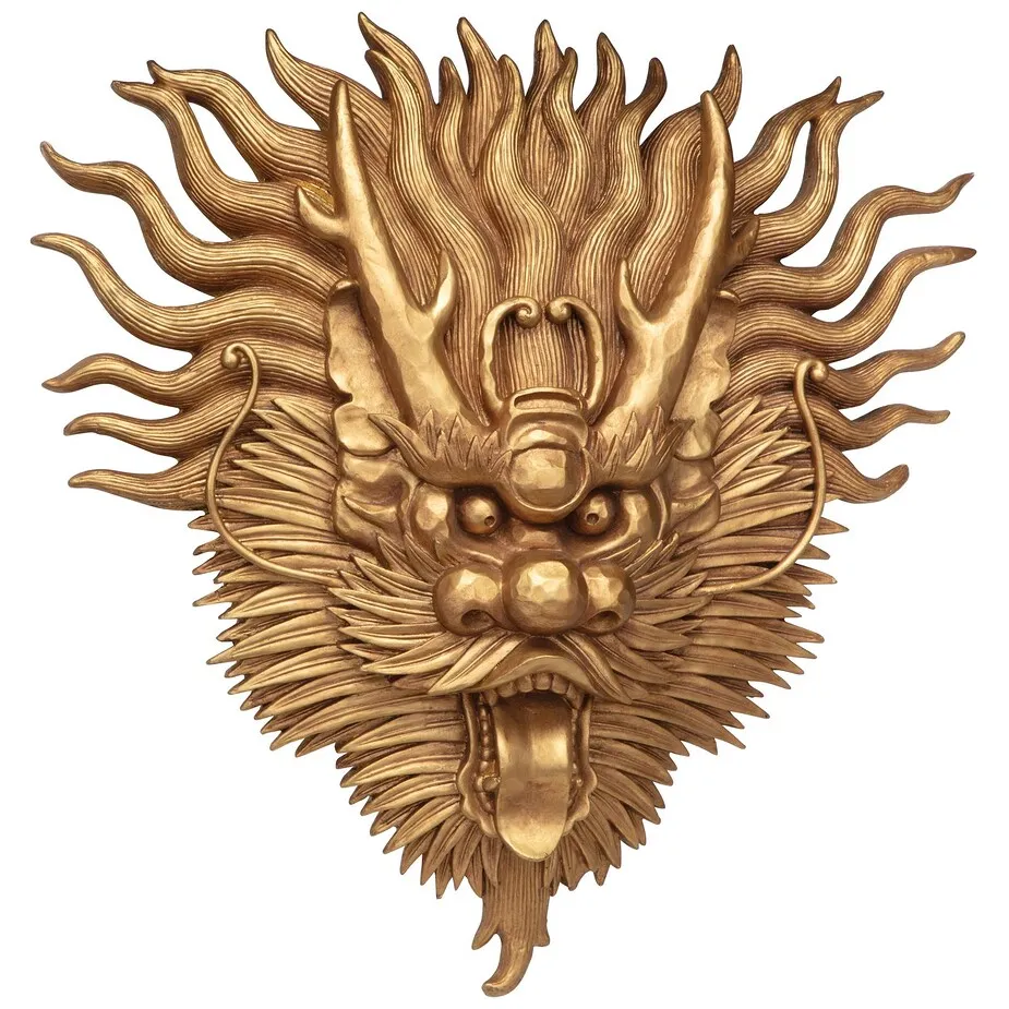 Tibetan Dragon Mask Wall Sculpture