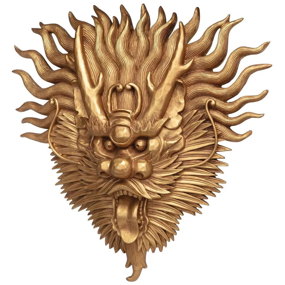 Tibetan Dragon Mask Wall Sculpture