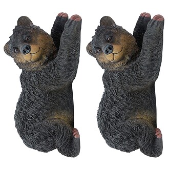 Yonva the Climbing Baby Black Bear Cub Tree Hugger Sculptures: Set of Two
