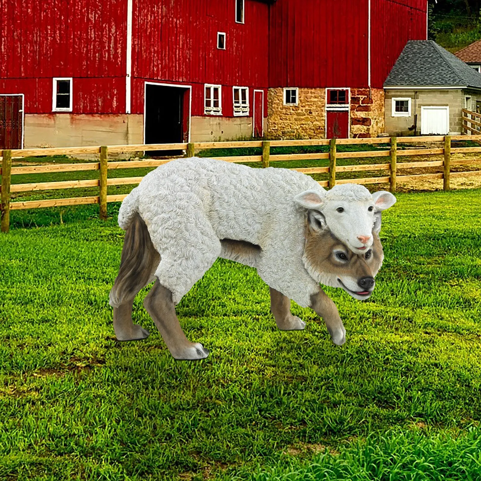 Wolf in Sheep's Clothing Garden Statue
