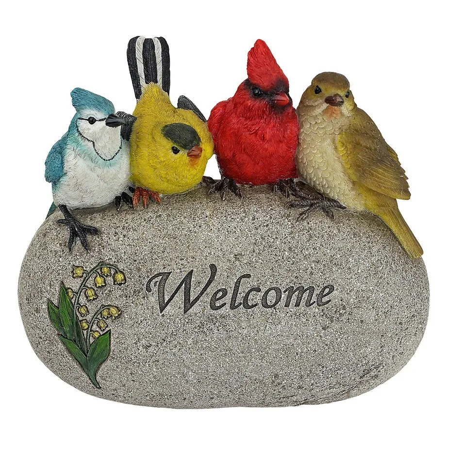 Birdy Welcome Garden Stone Statue: Medium