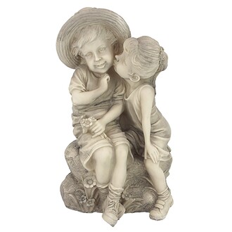 Kissing Kids Boy and Girl Garden Statue